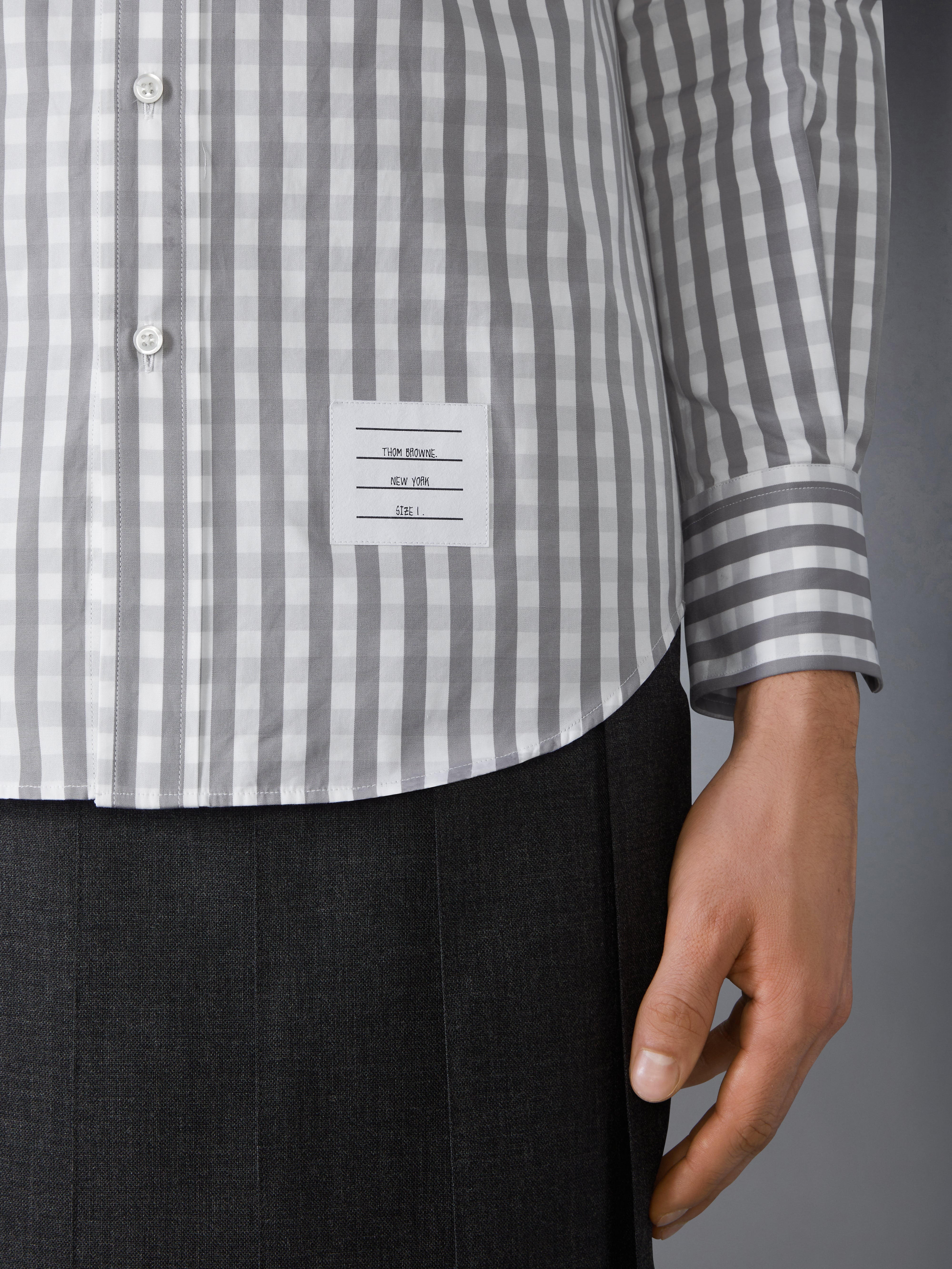GINGHAM CHECK POPLIN ARMBAND SHIRT - 7