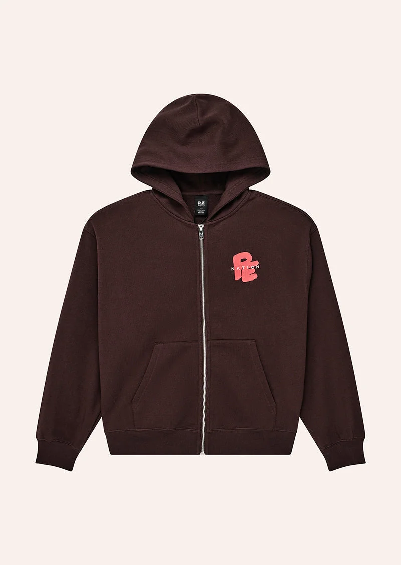 TIDAL ZIP THRU HOODIE IN DARK PLUM - 1