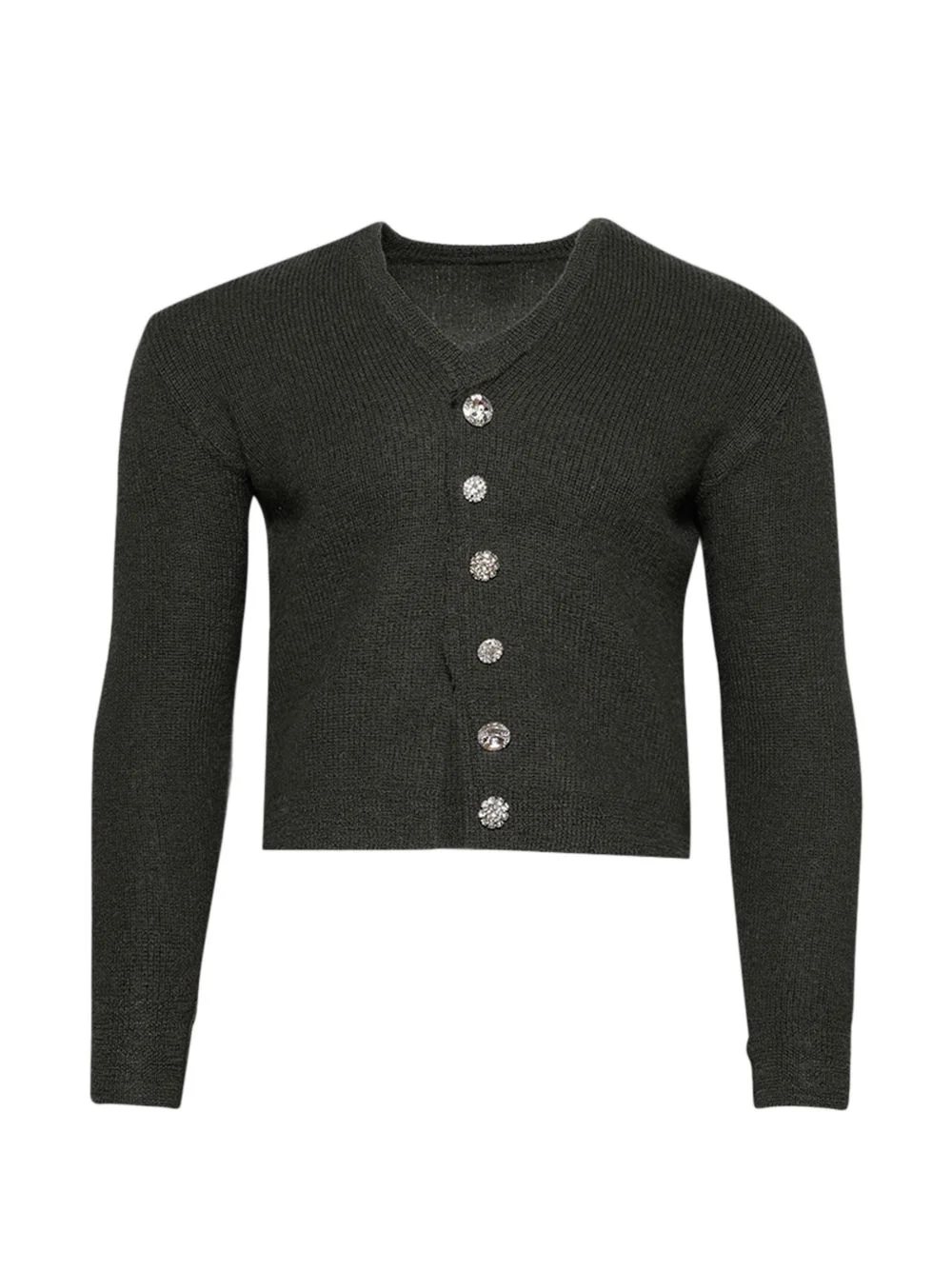 jewellery button woolen cardigan - 1