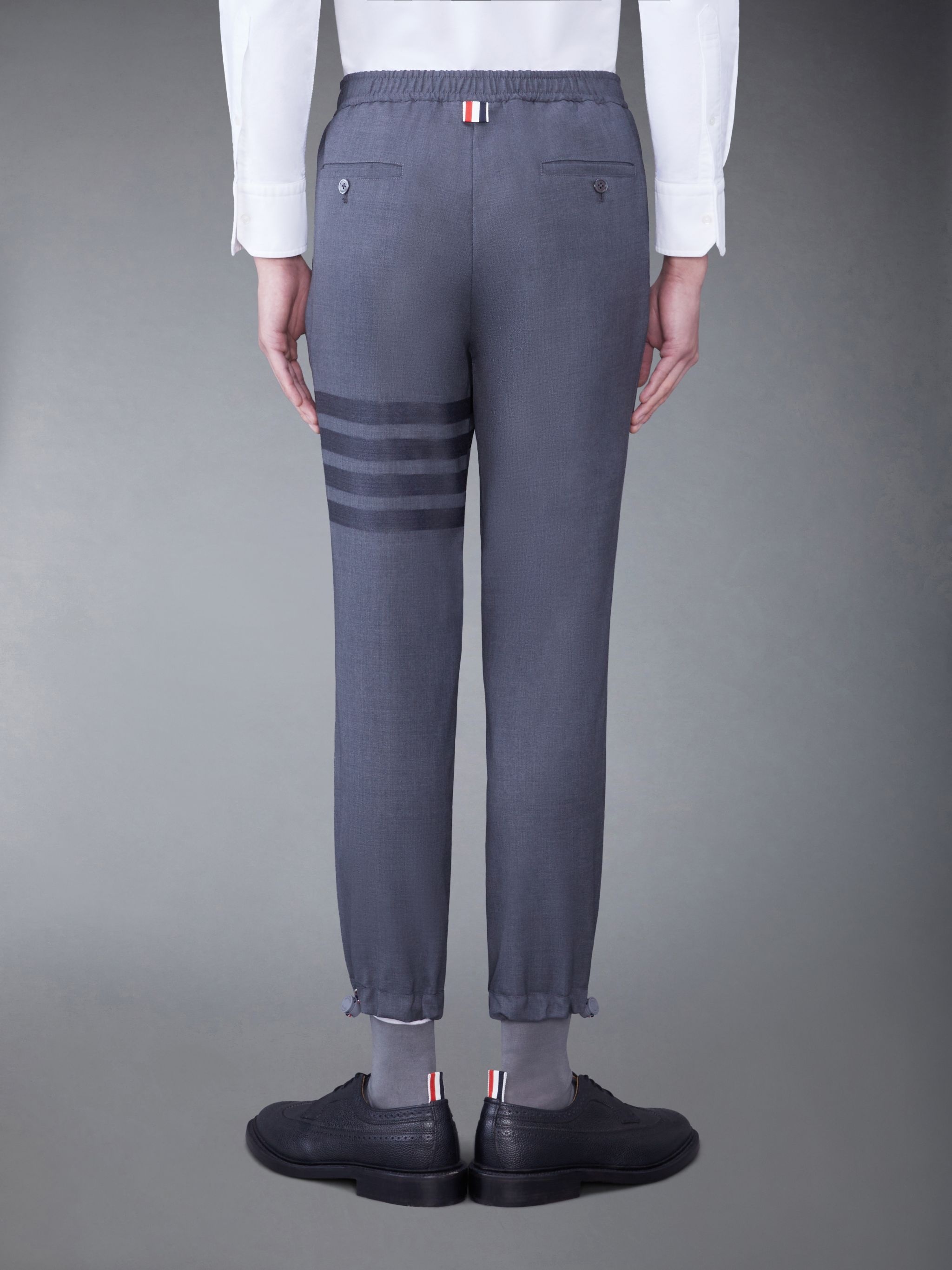 PLAIN WEAVE 4-BAR ELASTIC WAIST TRACK TROUSER - 3