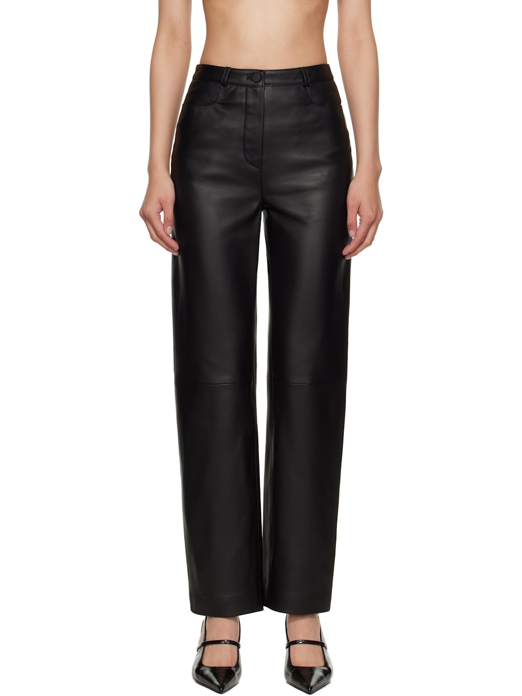 Black Cobe Leather Pants - 1
