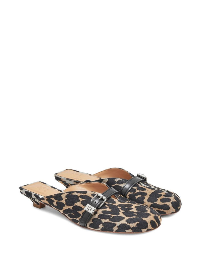 GANNI buckle leopard-print mules outlook