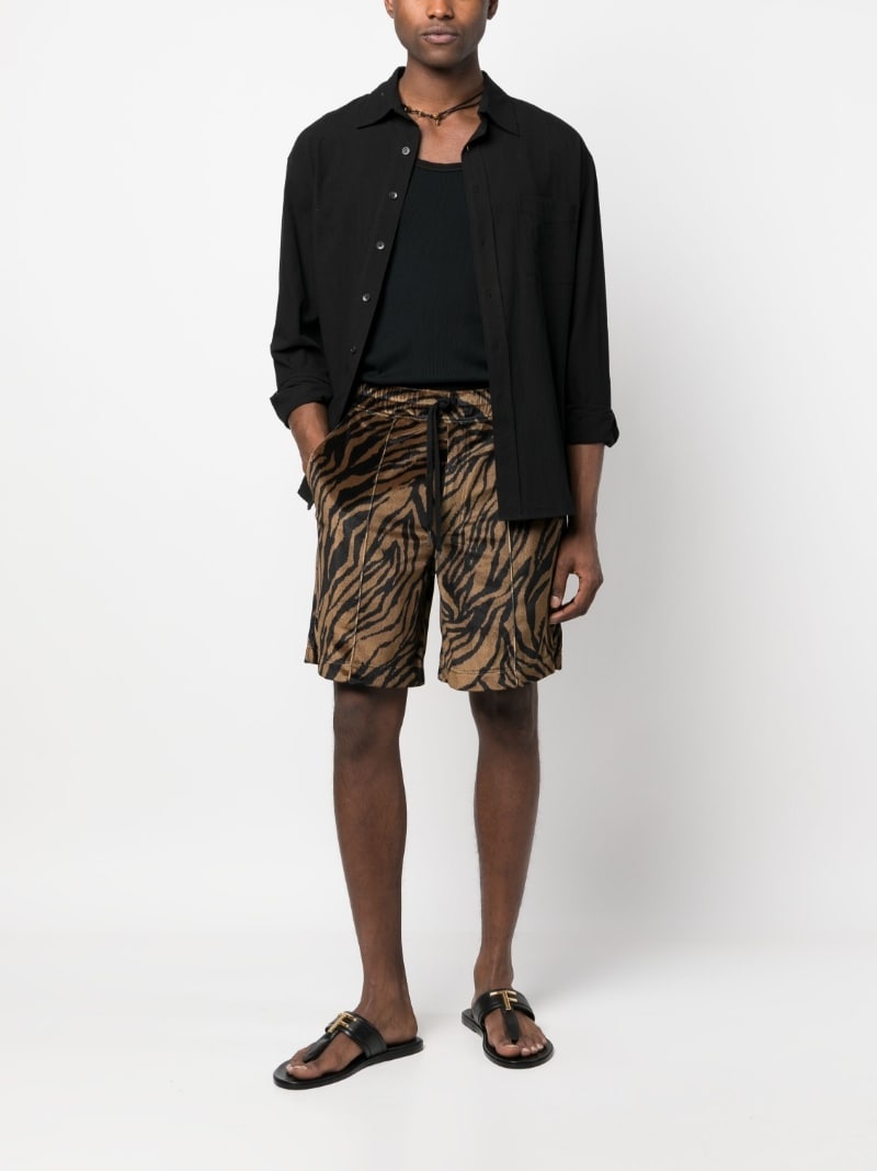 zebra-print cotton shorts - 2