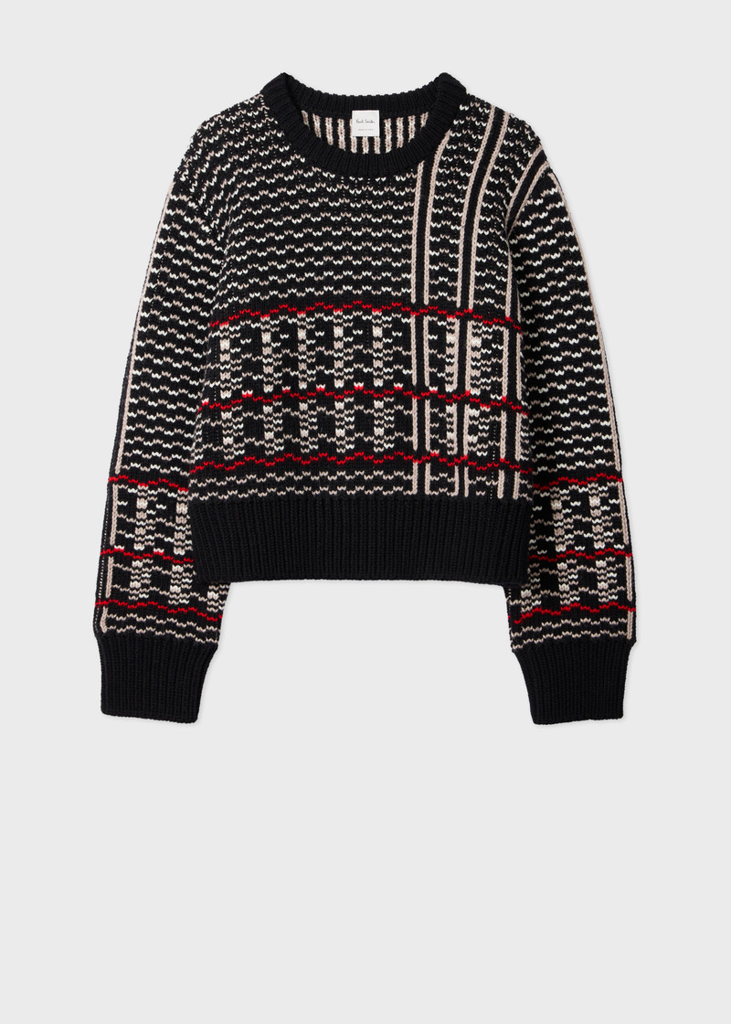Women's Oversized Check Merino Wool Knit Sweater 1