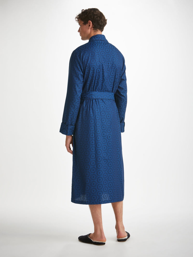 Men's Dressing Gown Paris 26 Cotton Jacquard Navy - 4