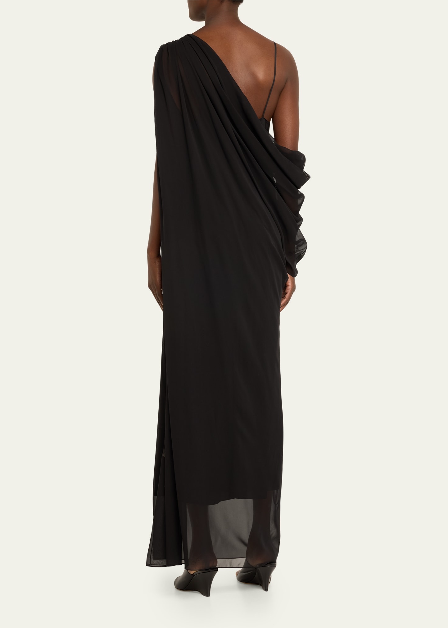 Taj Long Draped Silk Dress - 3