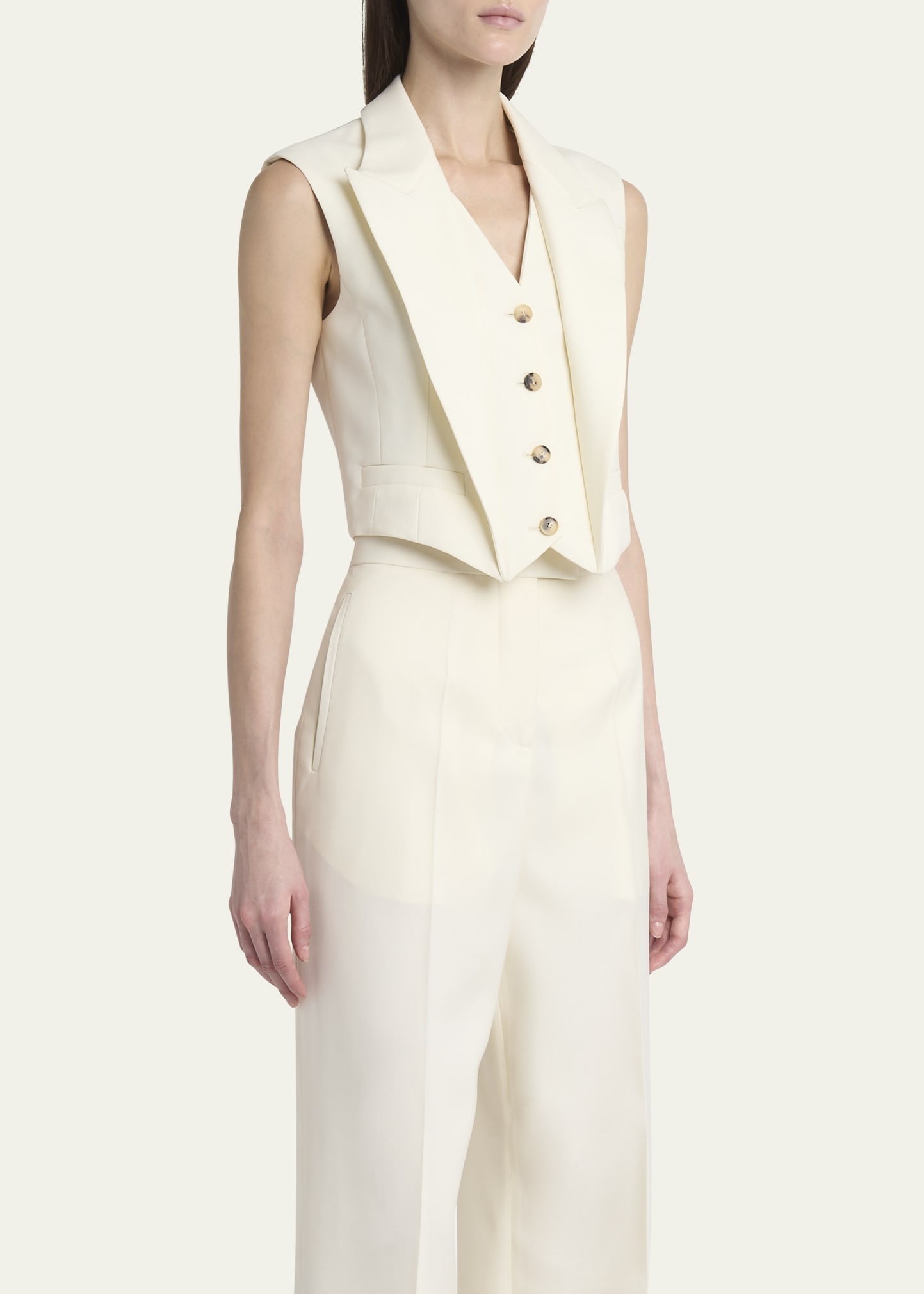 Upturned Lapel Crop Vest - 4