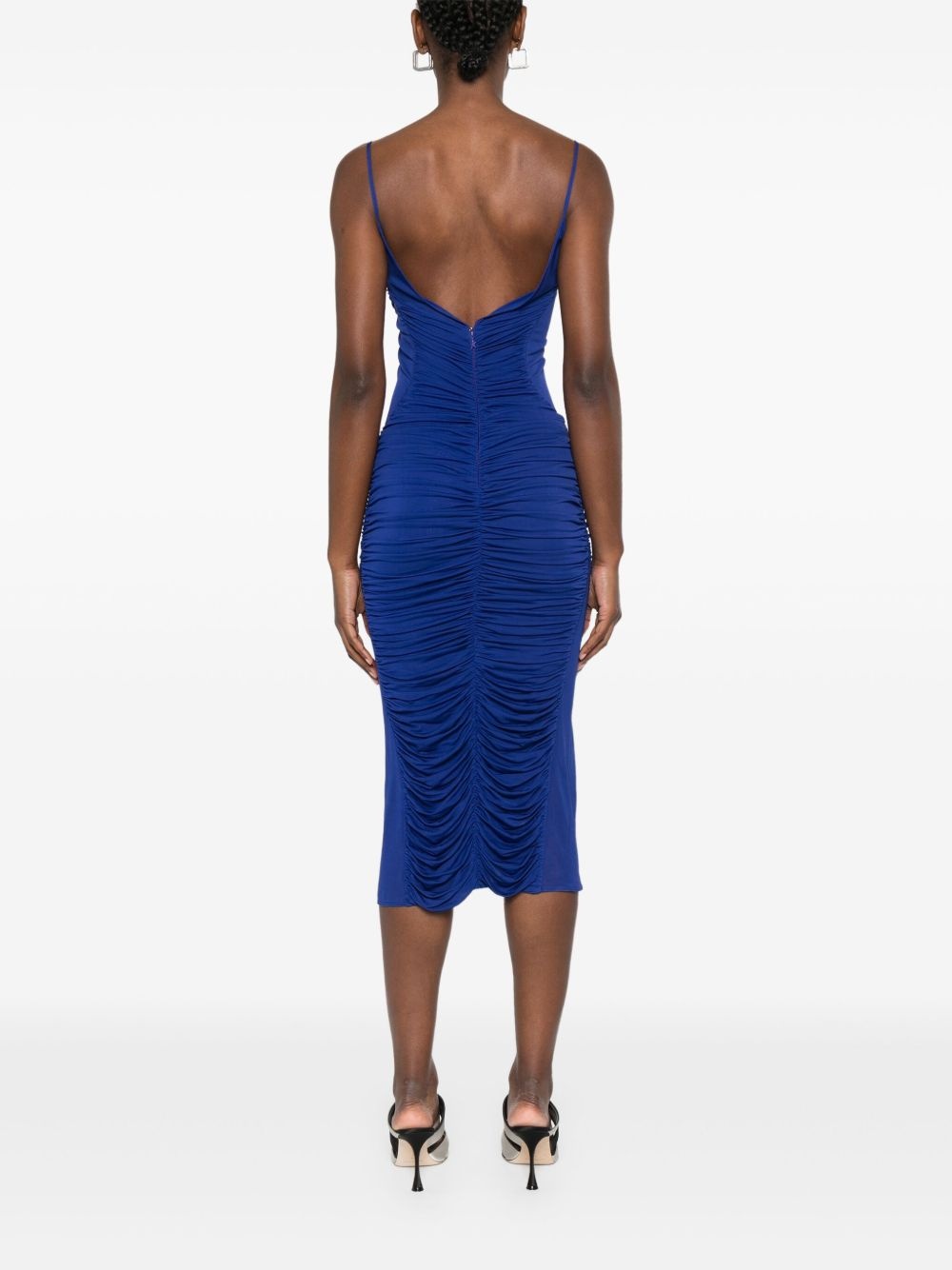 ruched sheer midi dress - 4