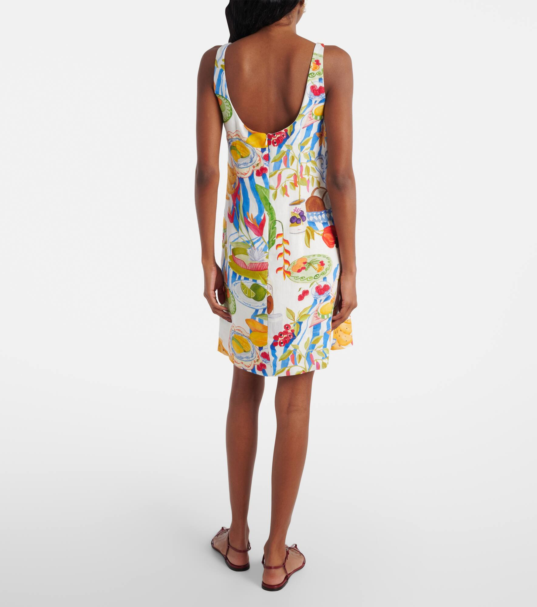 Printed linen minidress - 3