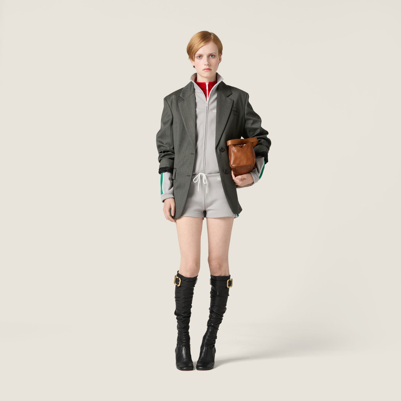 Miu Miu Technical yarn zipper sweatshirt outlook