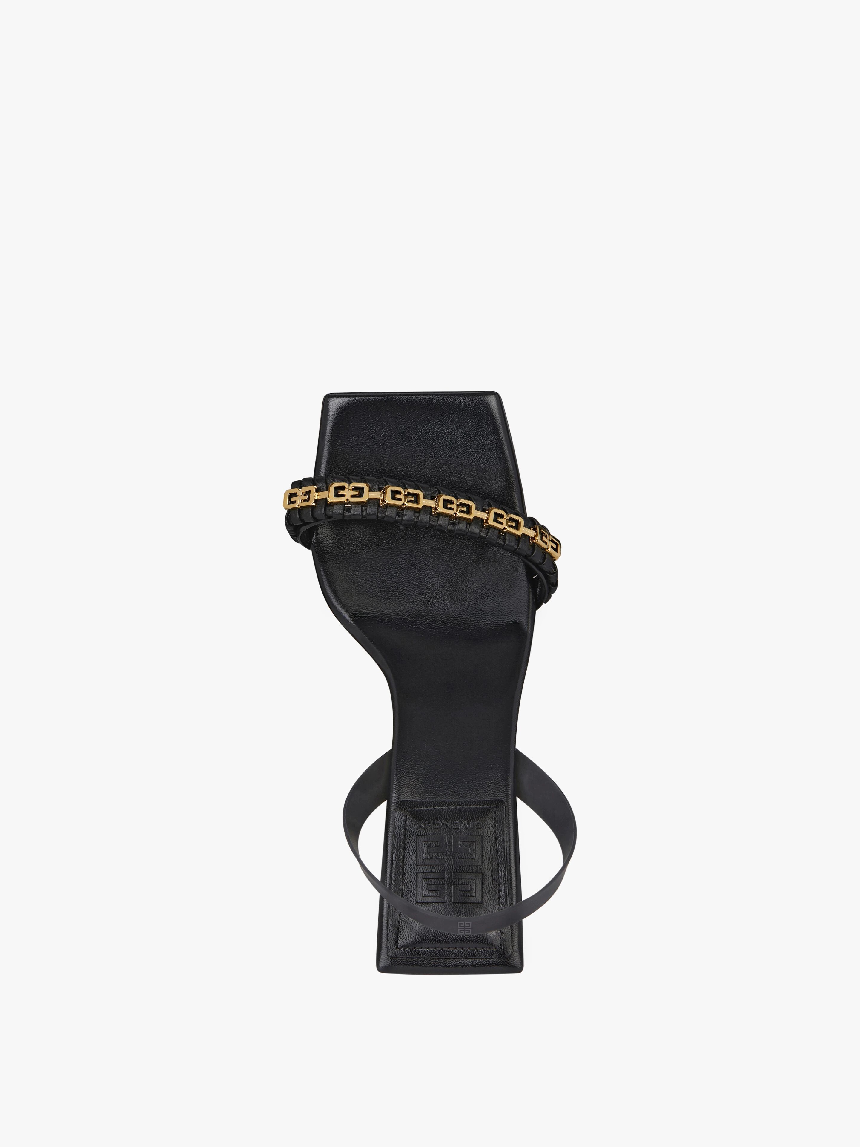 G WOVEN SANDALS IN BRAIDED LEATHER WITH CHAIN - 4