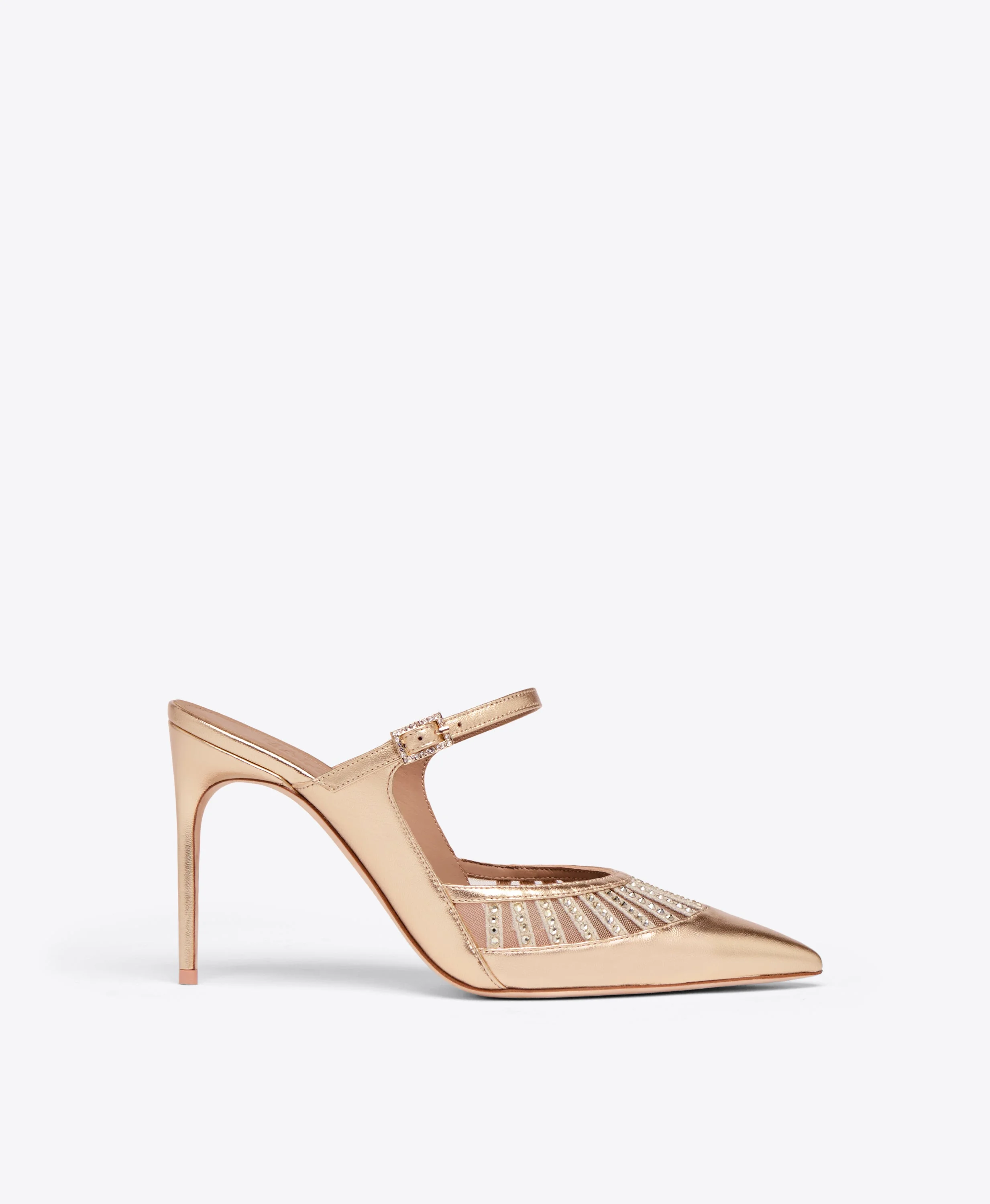 Bardot 90 Gold Leather Heeled Mules - 1