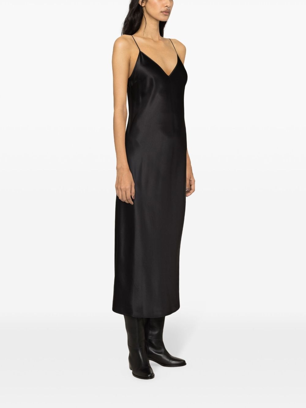Clea silk satin flared dress - 3