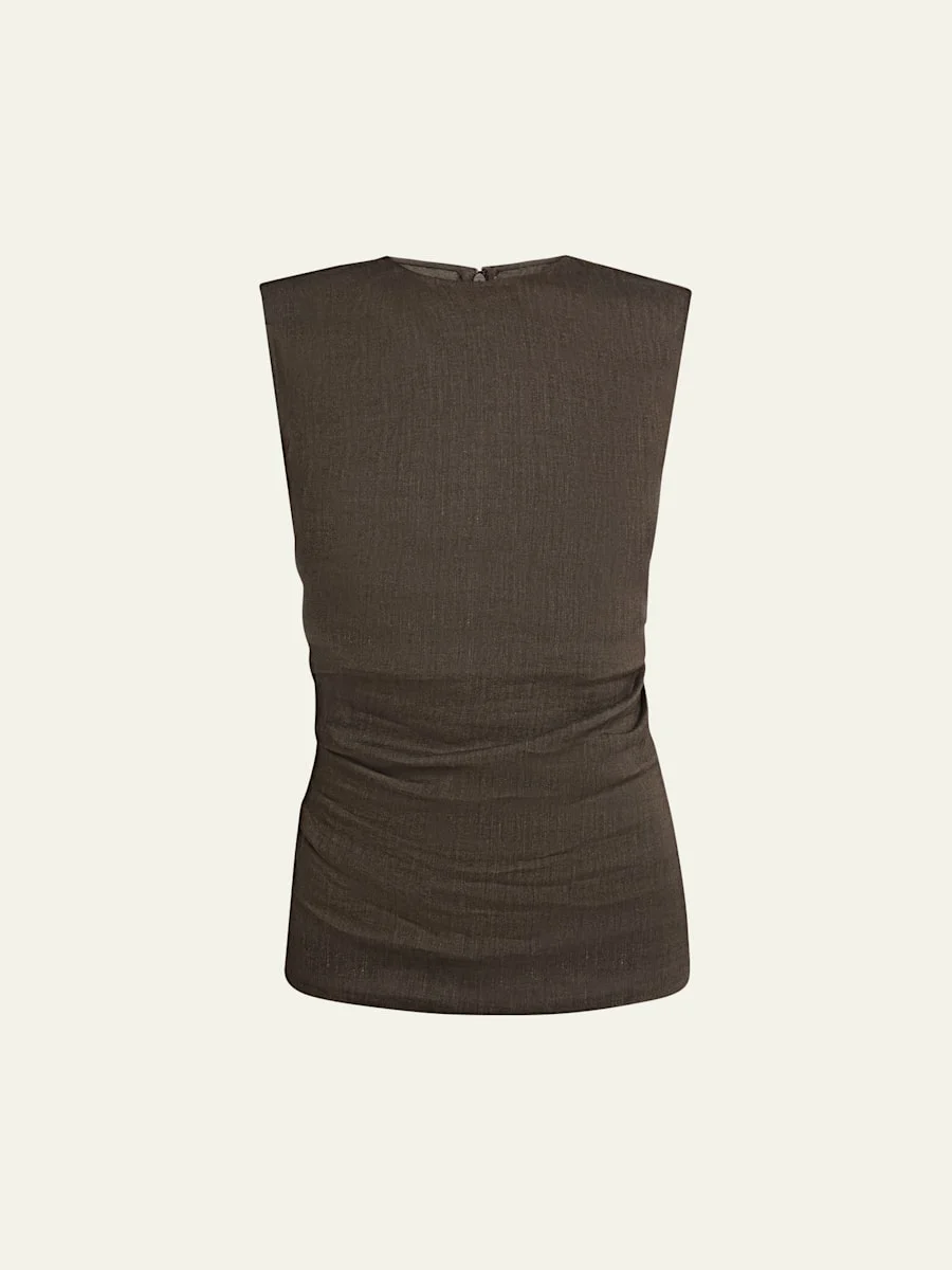 Anoushka Ruched Slub Linen Top - 1