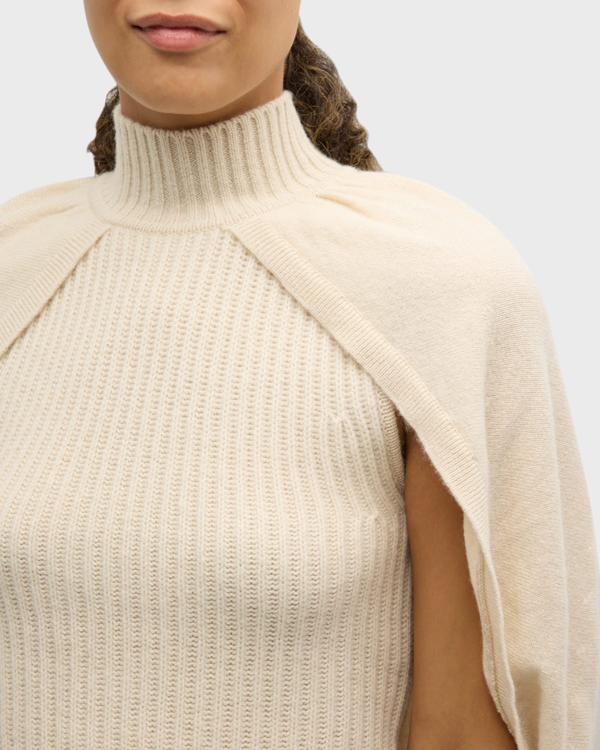 Jeannie Cashmere Turtleneck Cape Tank Top - 4