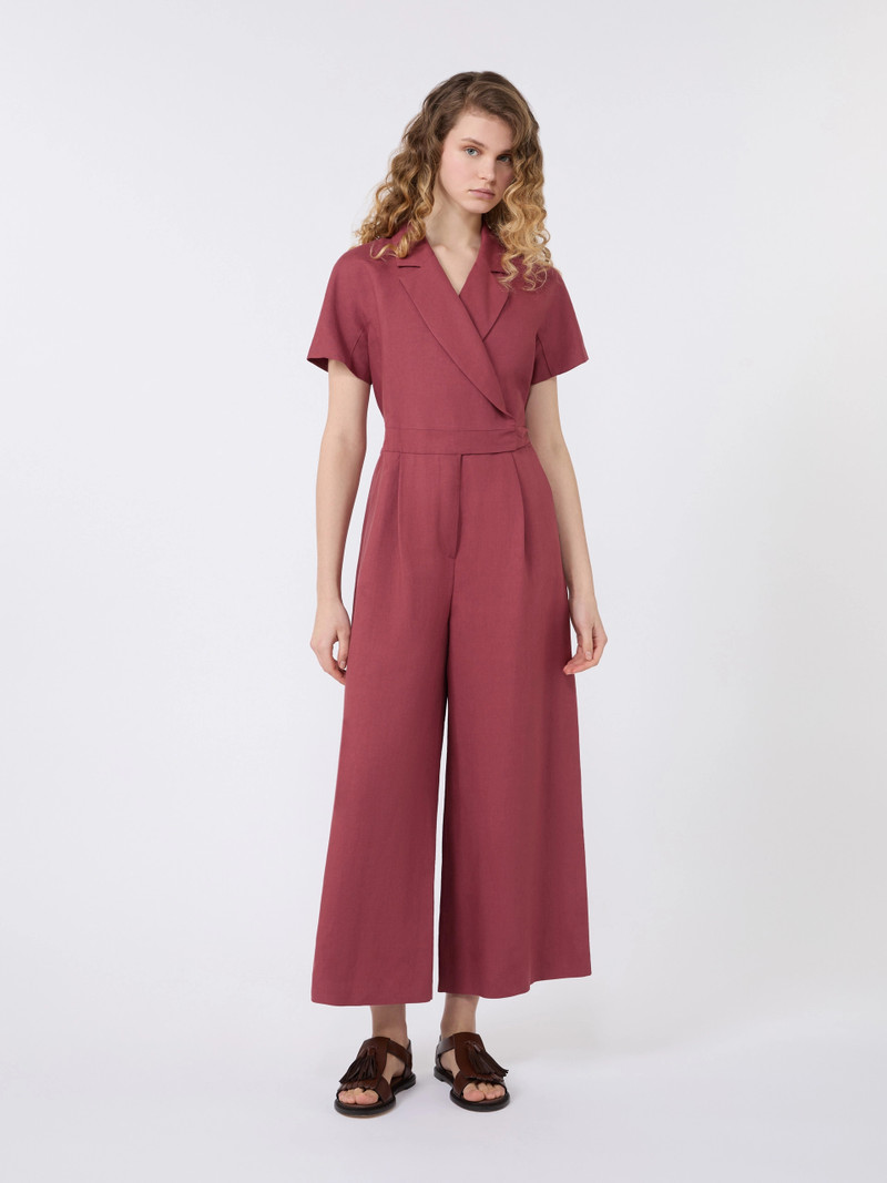 OBLATO Viscose and linen batavia jumpsuit - CHERRY 3