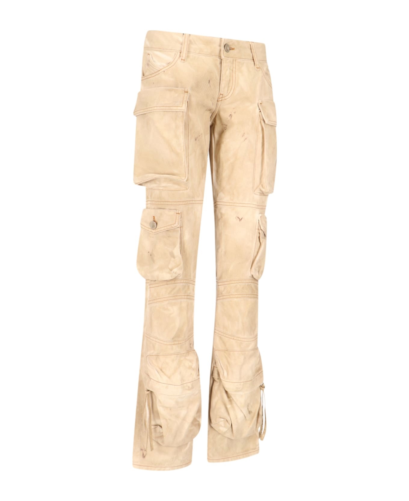 Beige Cotton Jeans - 2