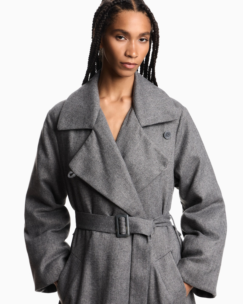 EMPORIO ARMANI COAT IN WATER-REPELLENT FABRIC WITH A CHEVRON MOTIF outlook