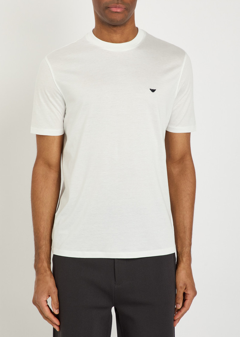 EMPORIO ARMANI Emporio Armani Logo-embroidered Lyocell and Cotton-blend T-shirt outlook