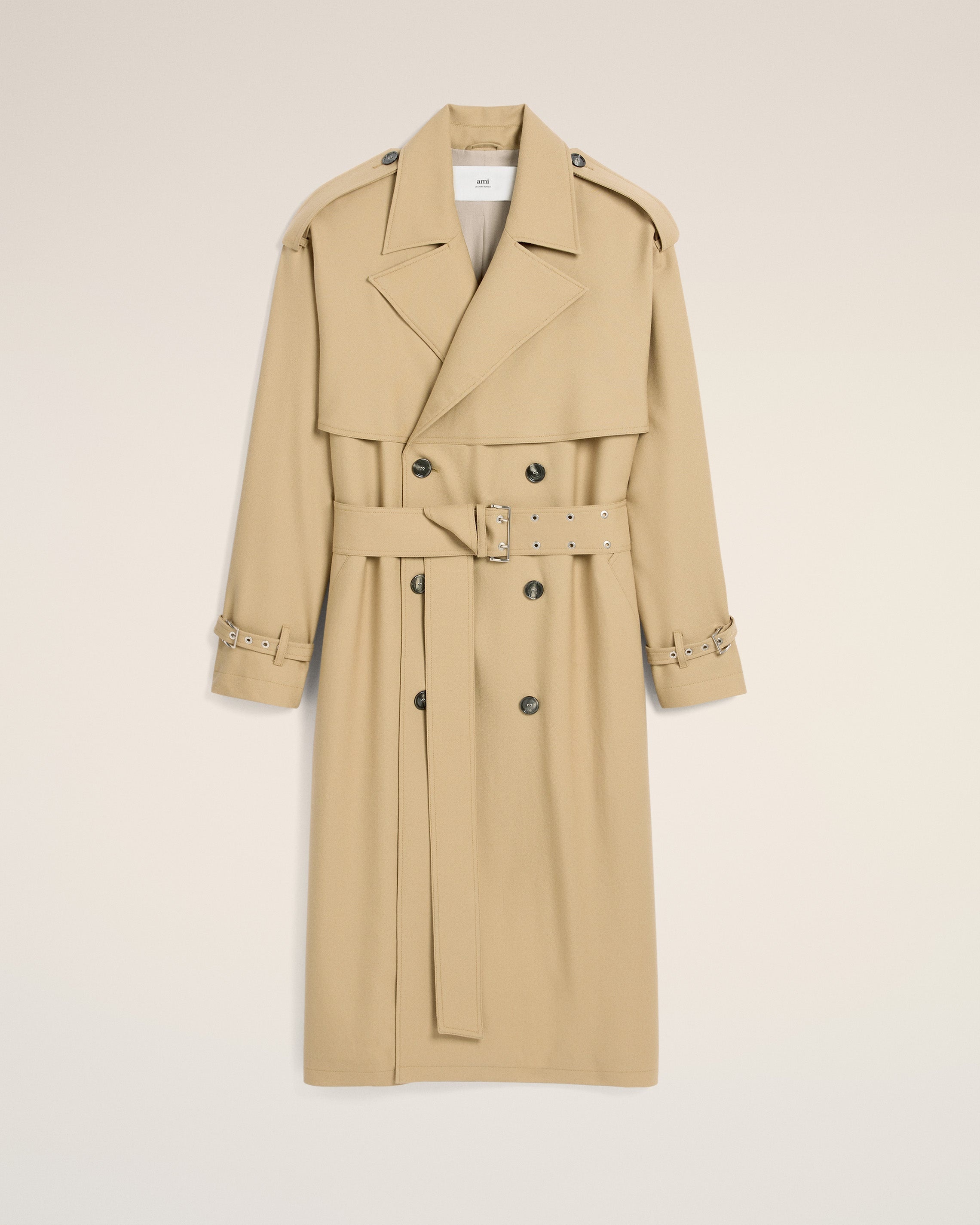BEIGE WOOL TRENCH COAT - 2