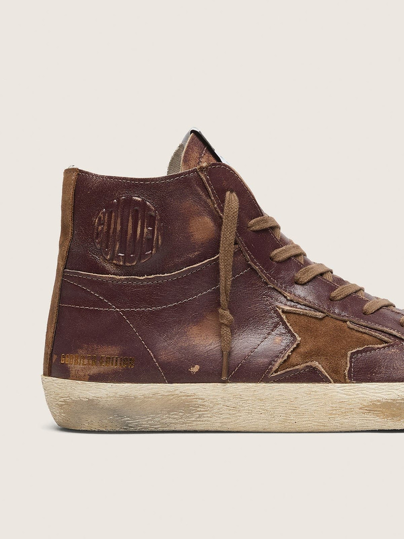 Men’s Francy LTD in dark brown leather with beige star 4