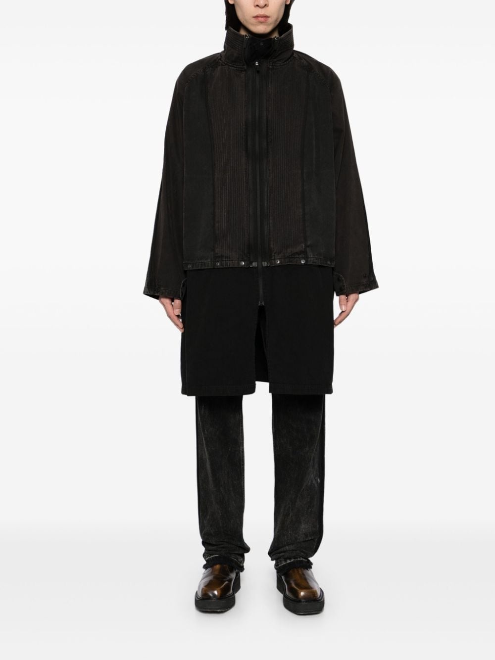 convertible patchwork coat - 2