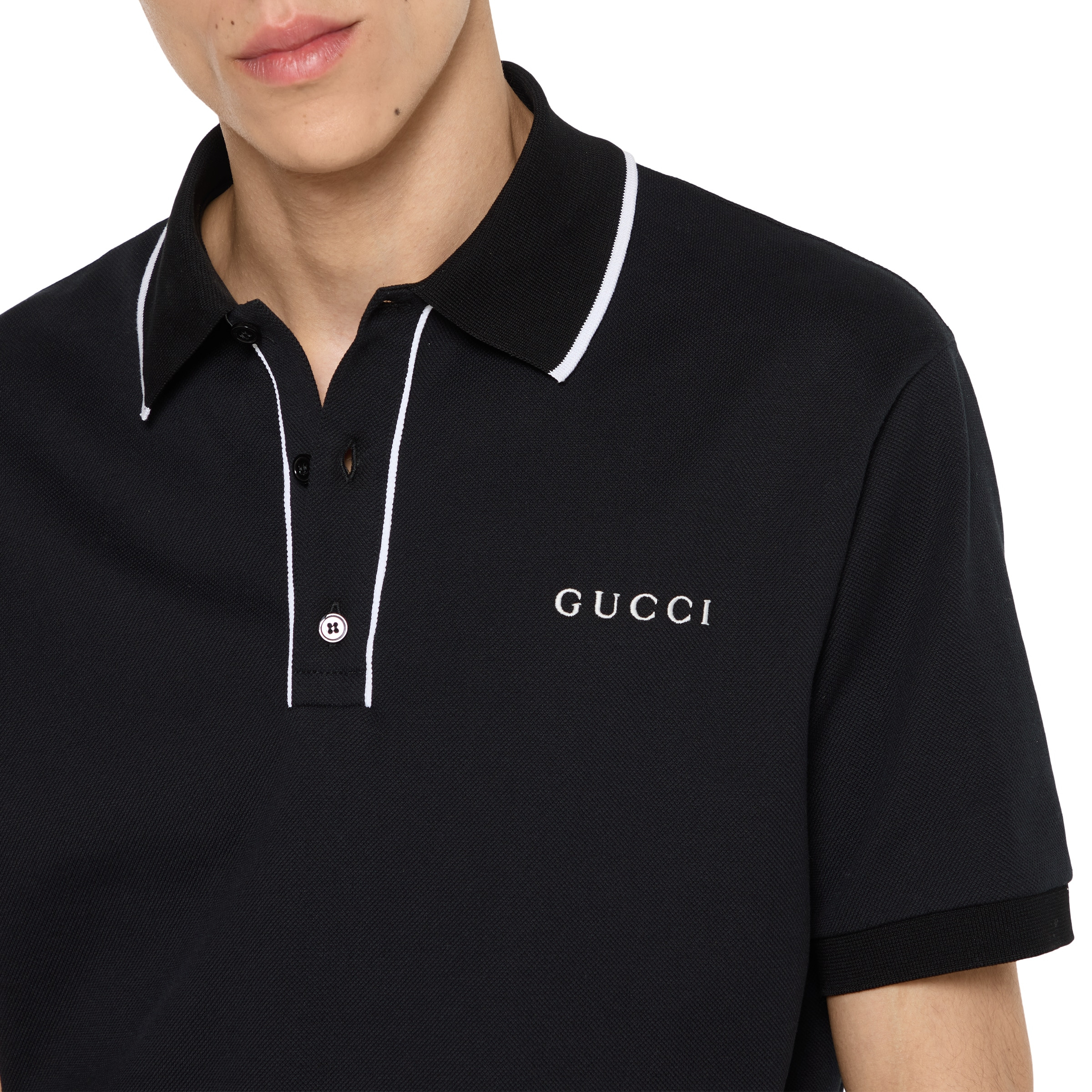 Cotton piquet polo shirt with embroidery - 5