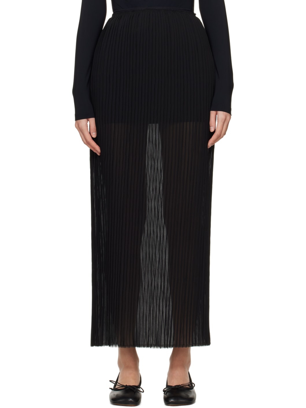 Black Sheer Maxi Skirt - 1