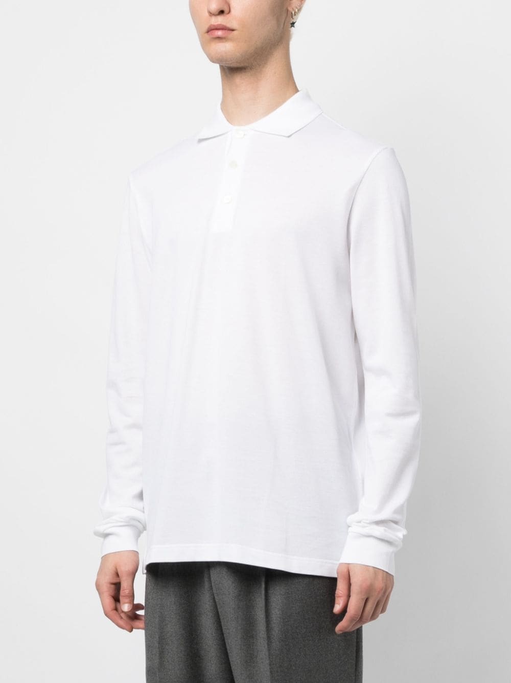 long-sleeved cotton polo shirt - 3