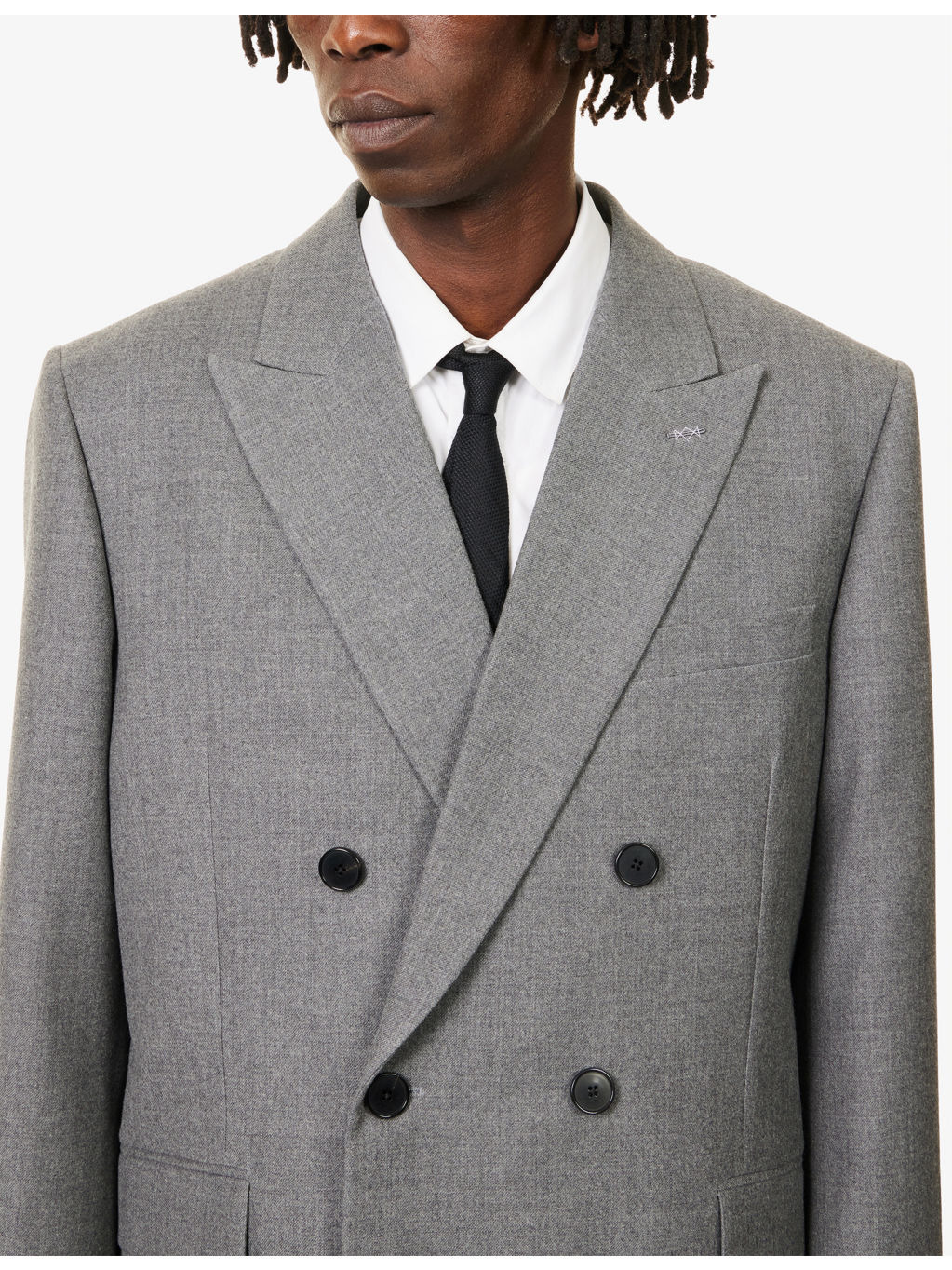 Peak-Lapels Regular-Fit Wool Blazer - 5
