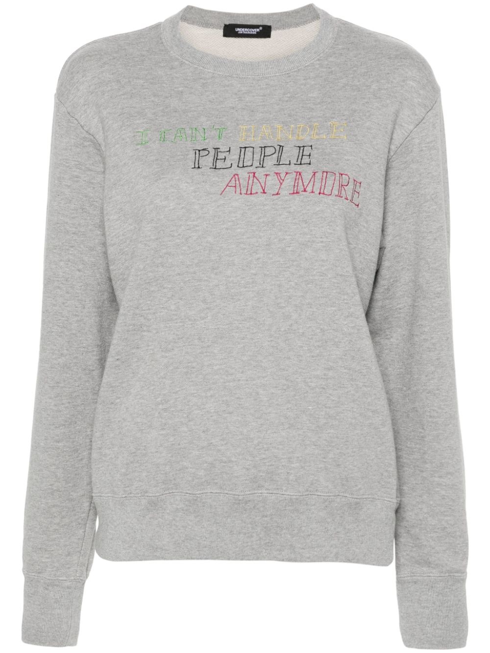 slogan-embroidered cotton sweatshirt - 1