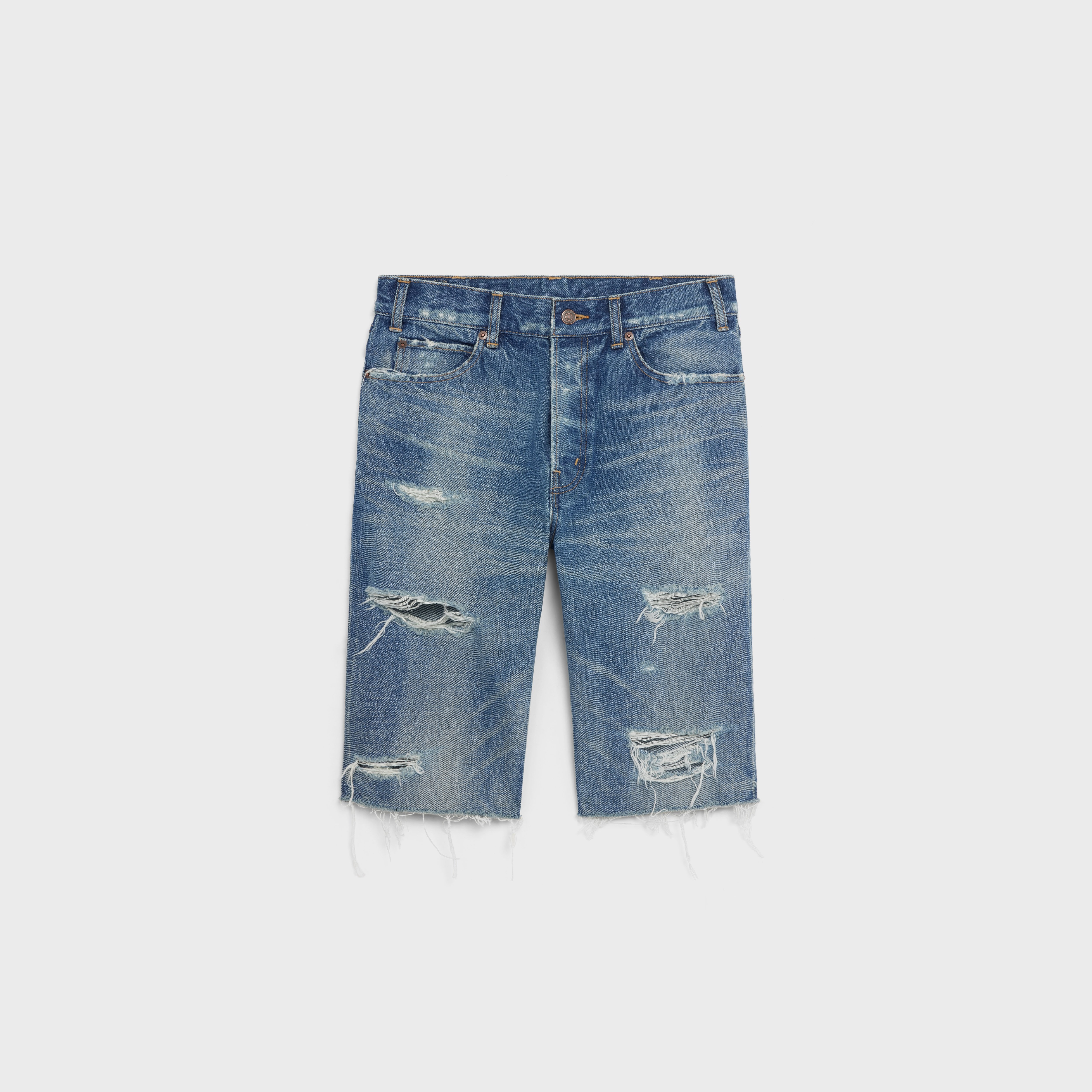 KURT THRASH WASH DENIM SHORTS - 1