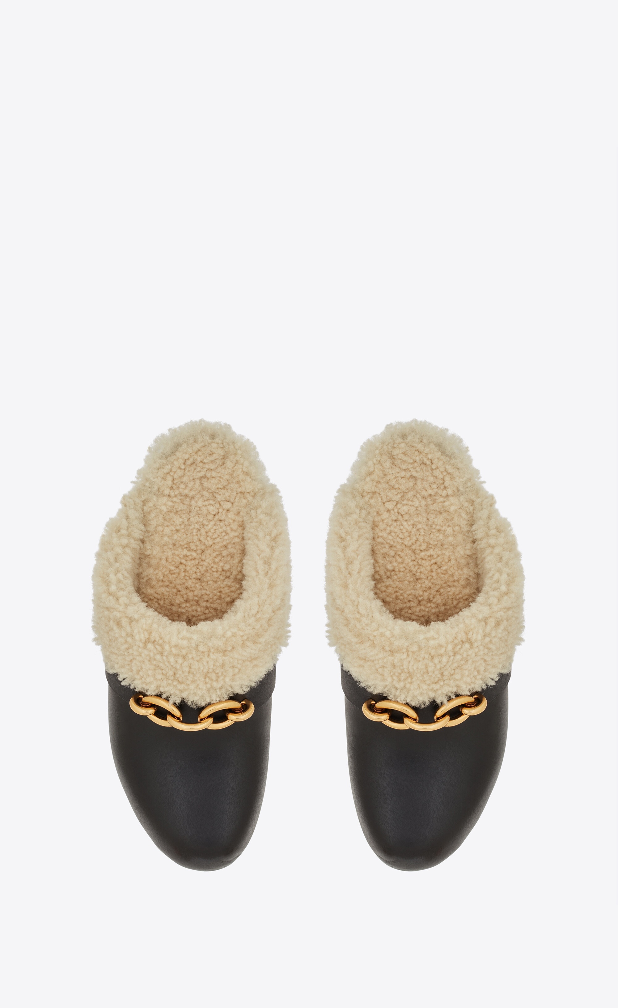 le maillon clogs in smooth leather and shearling - 2