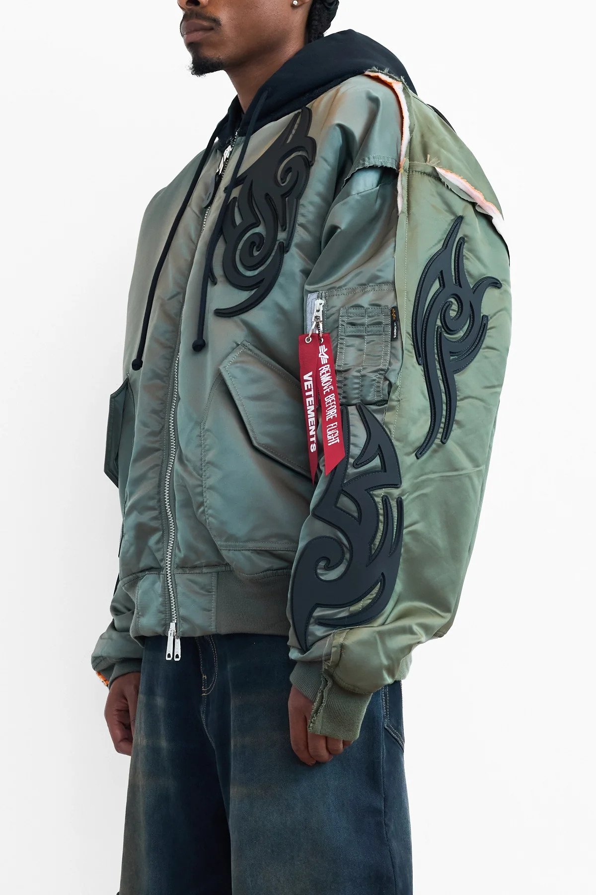 Vetements Tribal Reworked Bomber Jacket Green/Black - 4