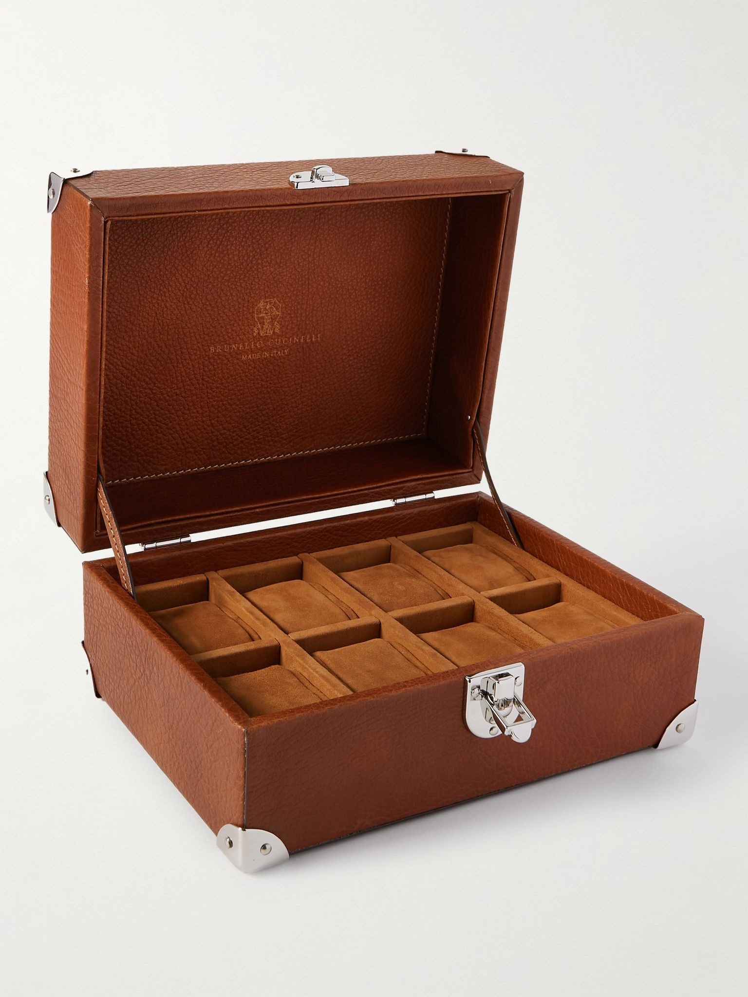 Logo-Print Full-Grain Leather Watch Box - 1