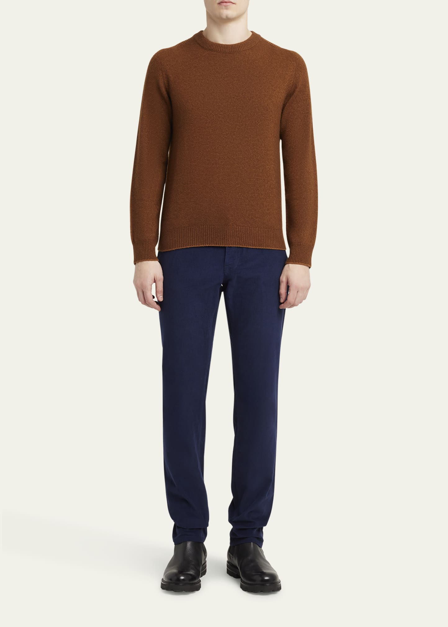 Men's Cashmere and Silk Knit Crewneck Sweater - 2