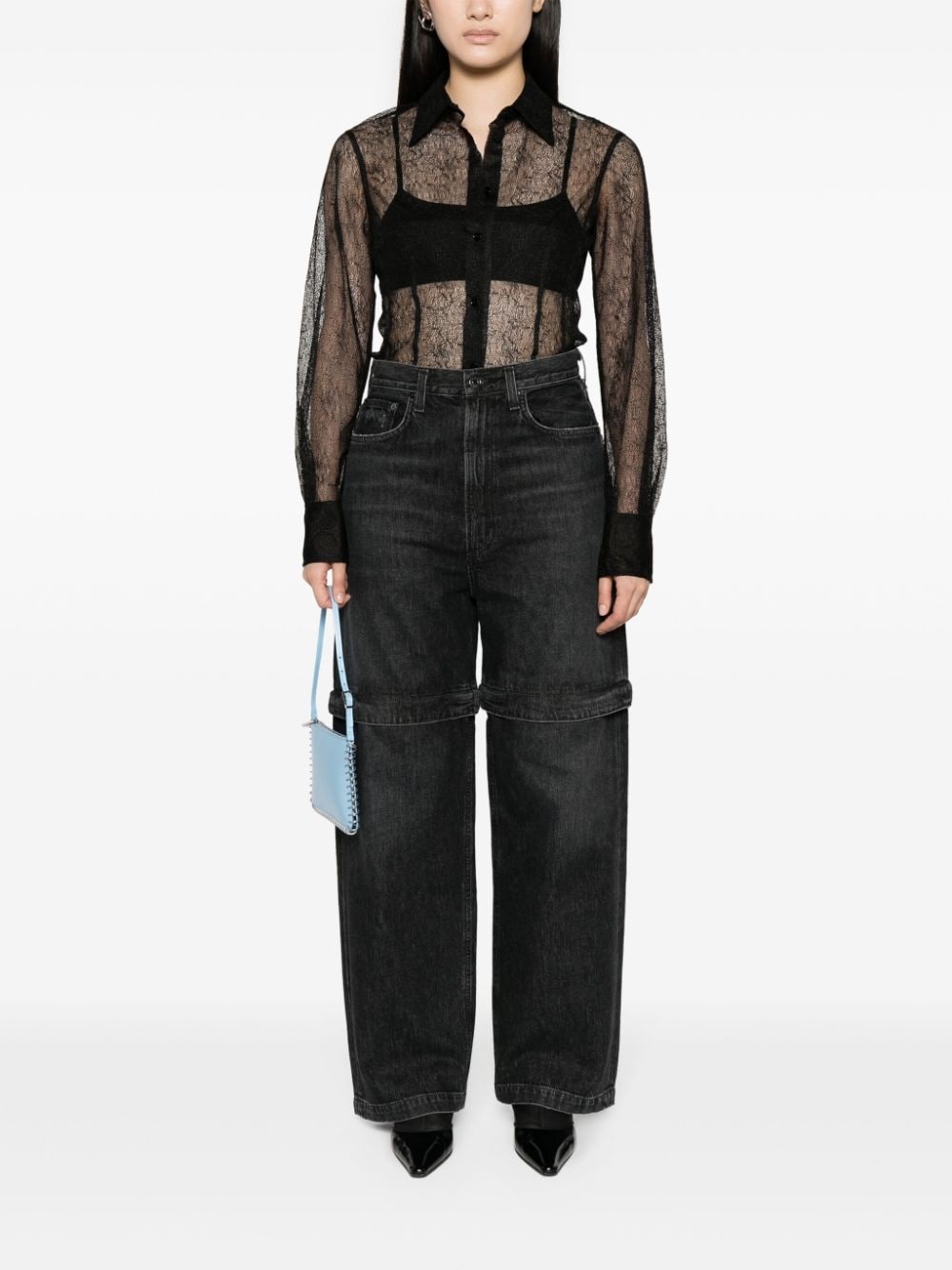 semi-sheer mesh-design shirt - 2