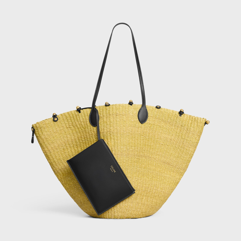 LARGE TRIOMPHE BEADS BASKET IN SISAL RAFFIA AND CALFSKIN 6