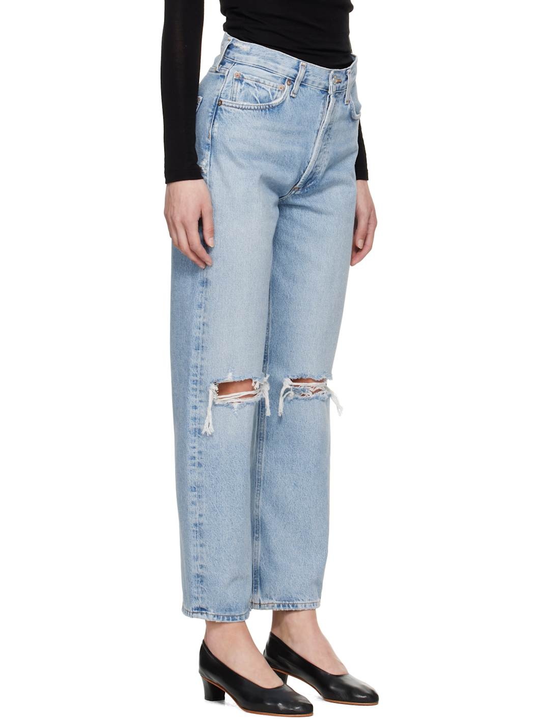 Blue 90's Mid Rise Loose Fit Jeans - 2