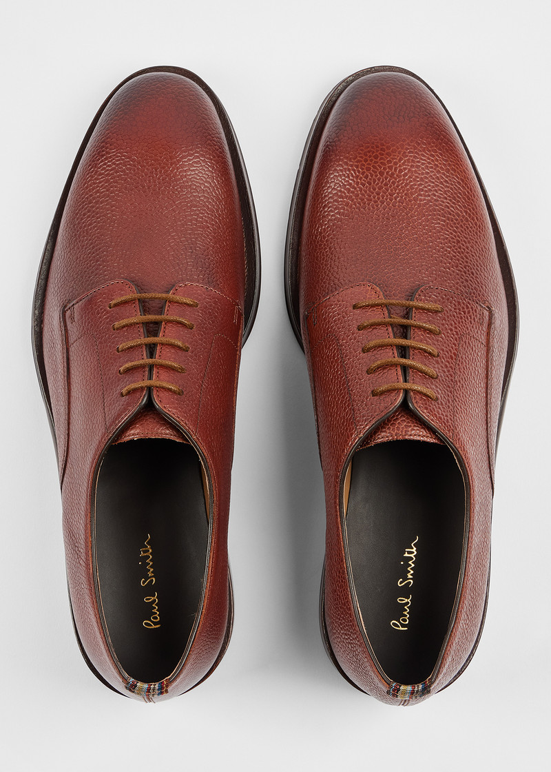 Brown Grained Leather 'Jason' Shoes 5