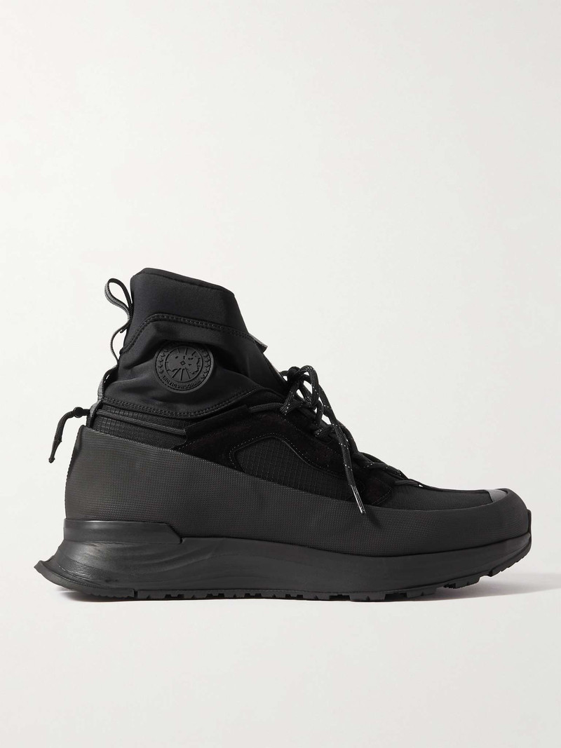 Glacier Trial Jersey, Suede and Leather-Trimmed Ripstop High-Top Hiking Sneakers - 1