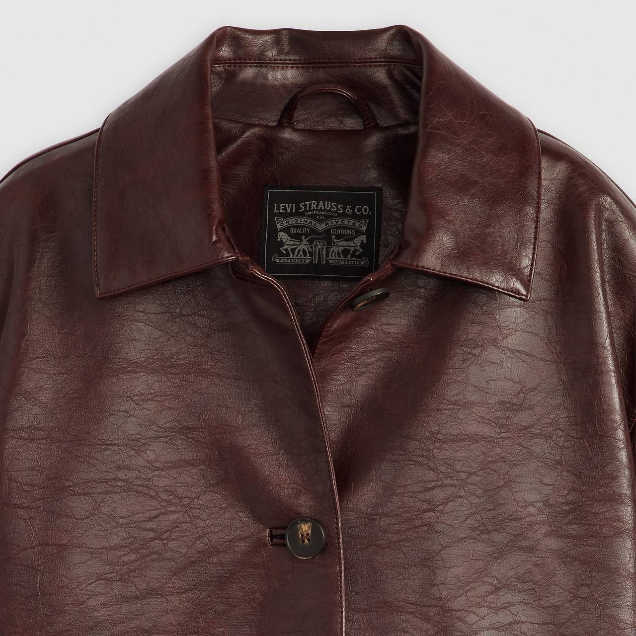 FAUX LEATHER VINTAGE BLAZER - 4
