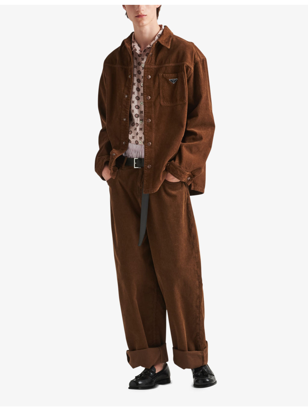 Logo-badge relaxed-fit corduroy cotton shirt - 2