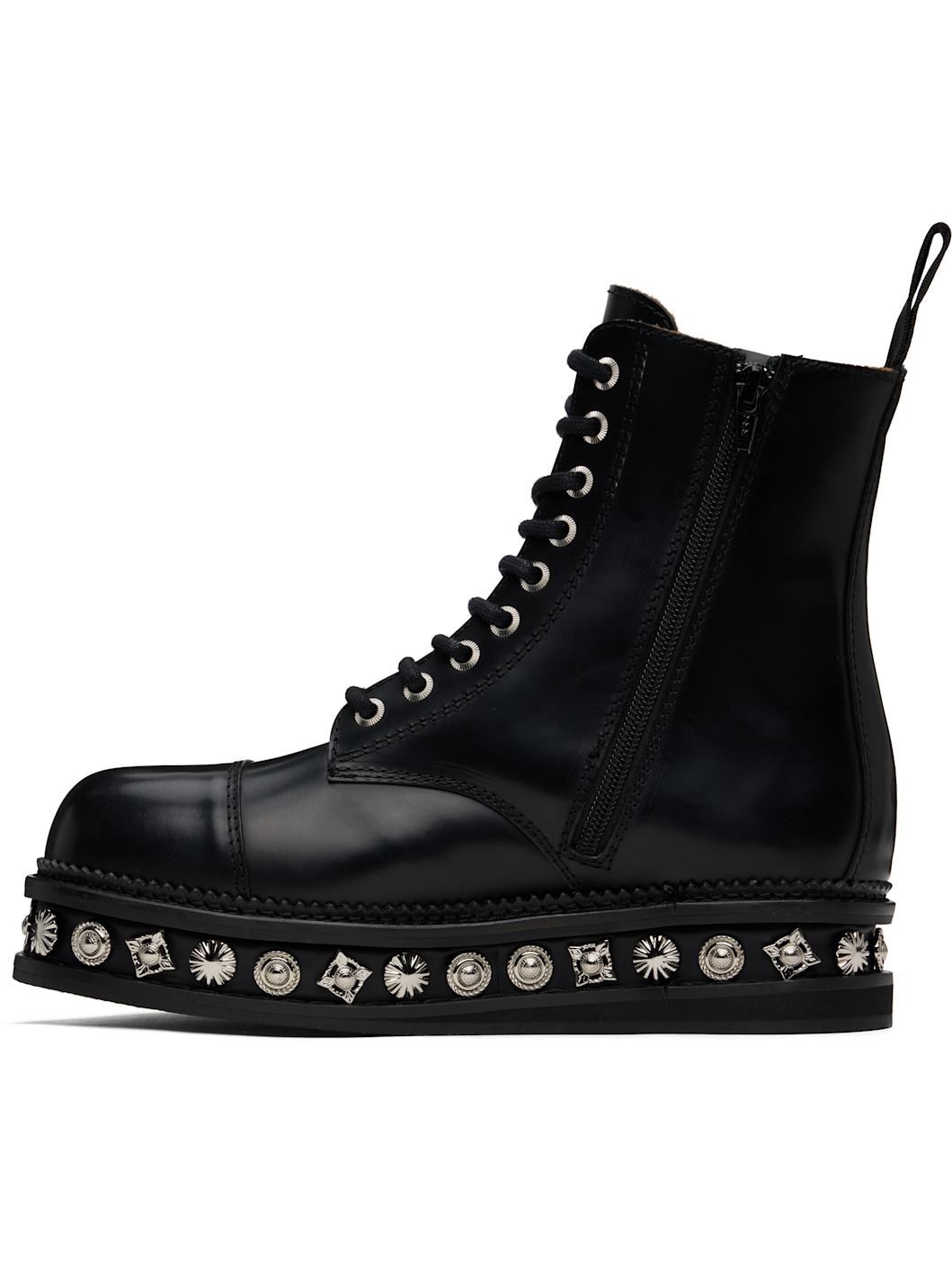 Black Leather Platform Boots - 3