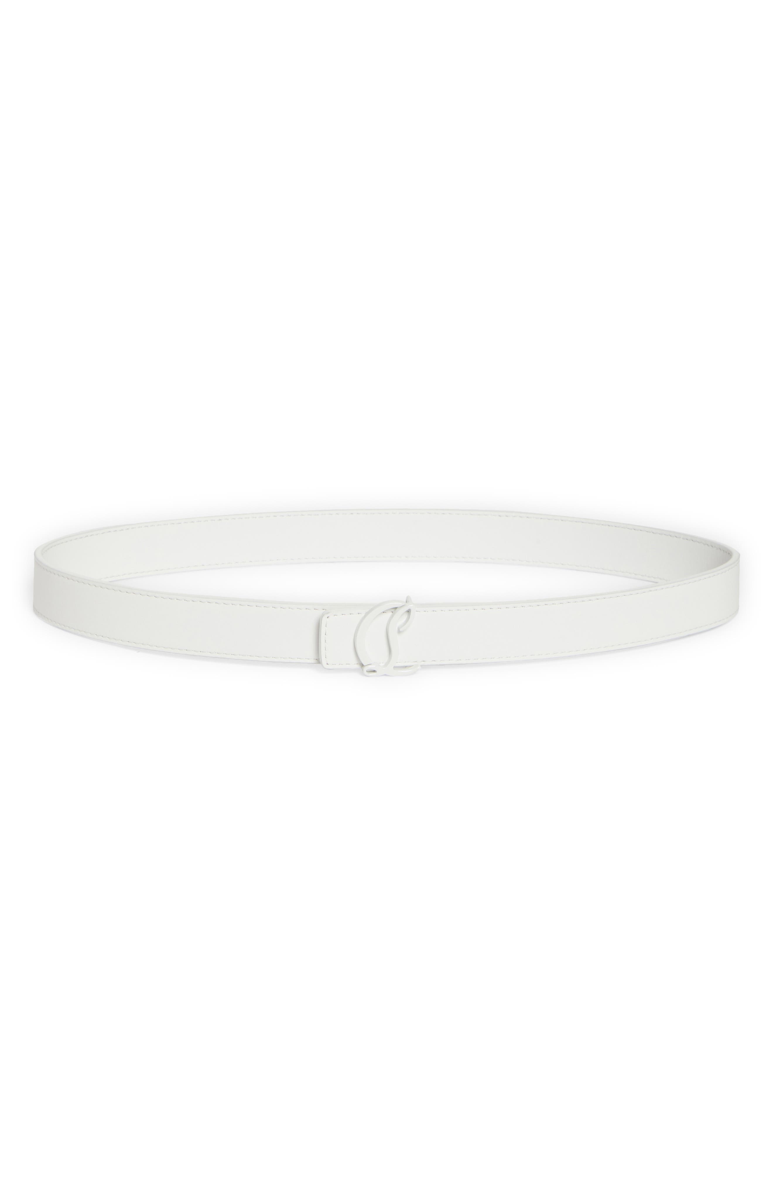 Christian Louboutin CL Monogram Buckle Leather Belt in W240 Bianco/Bianco at Nordstrom - 1