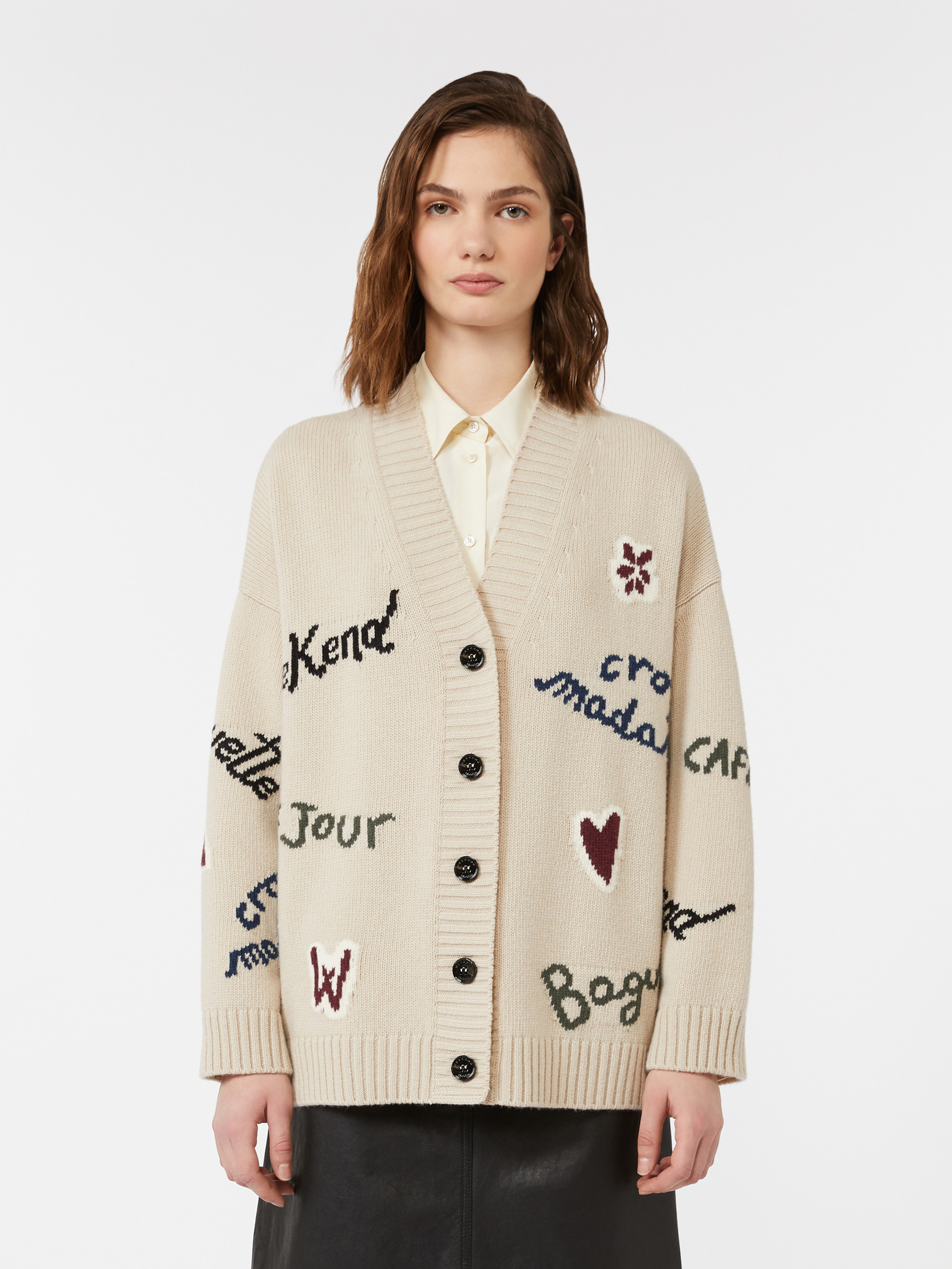 BELGIO Wool knit oversized cardigan - 3