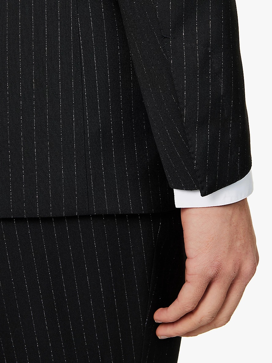 Striped single-breasted regular-fit wool-blend suit - 6