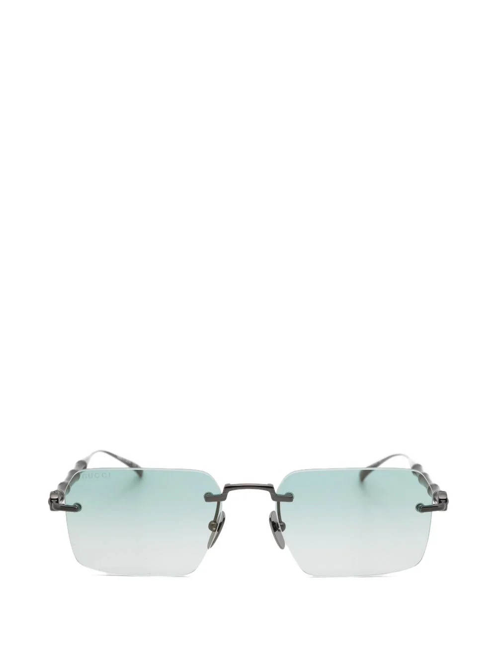 Bamboo-effect rimless rectangle-frame sunglasses - 1
