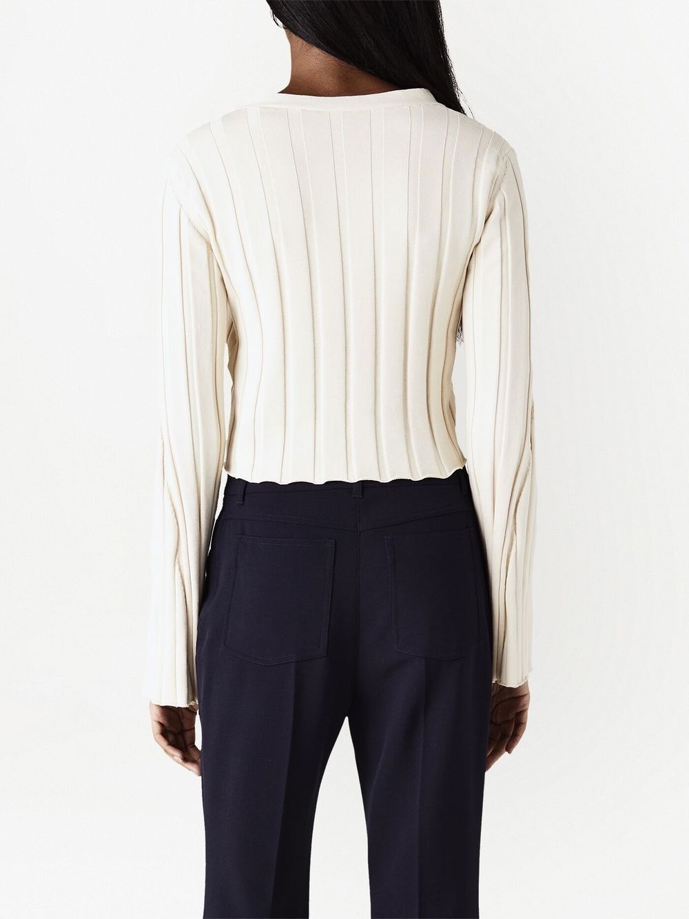 ribbed-knit cropped cardigan - 3