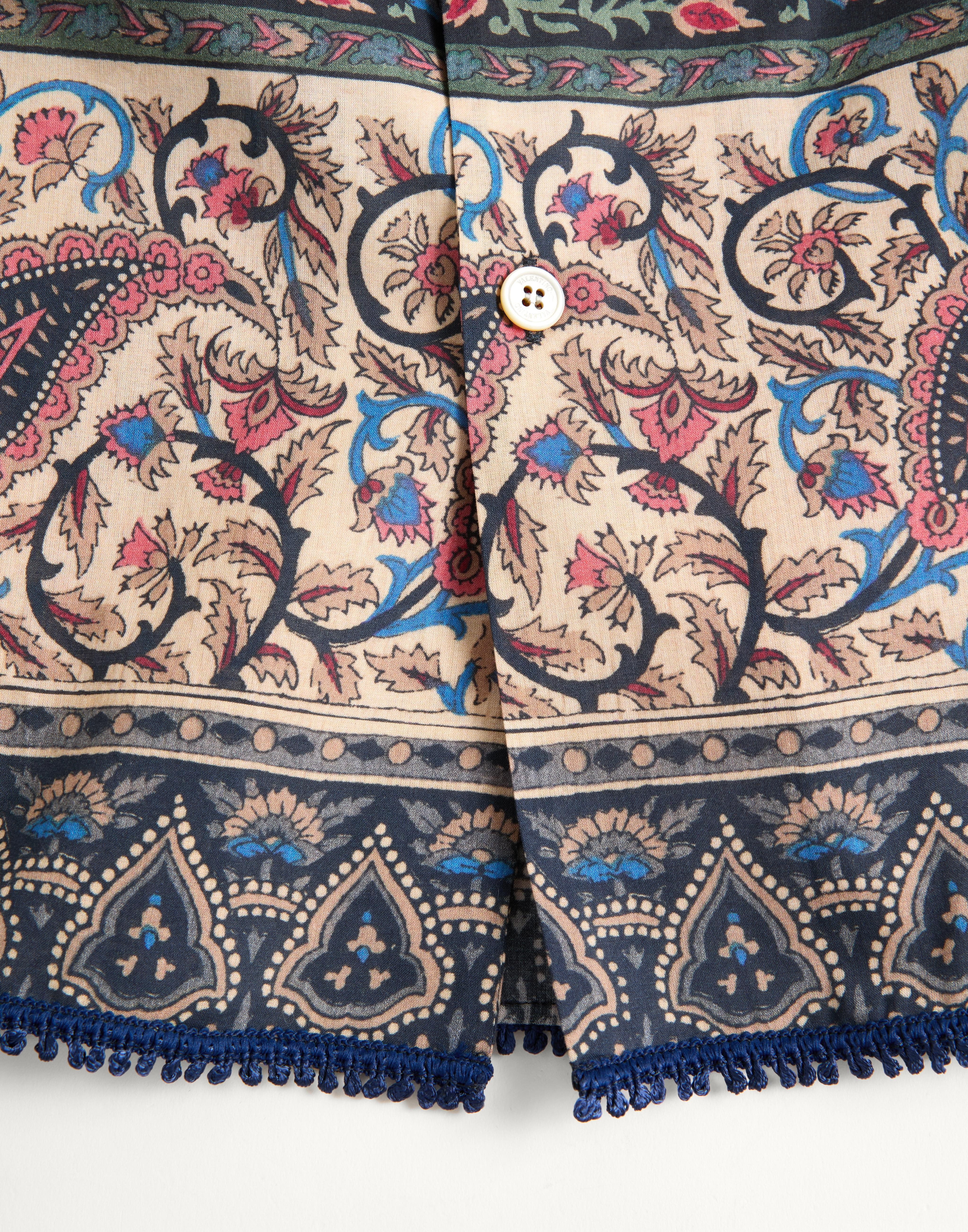 BOWLING SHIRT IN COTTON MUSLIN WITH VOYAGE IMAGINAIRE PRINT AND PASSEMENTERIE TRIMS - 8